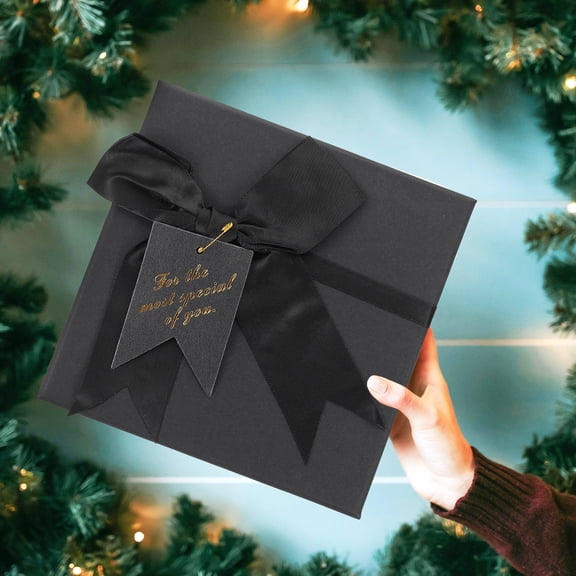 UPOUART Black Square Candy Boxes with Bowknot for Wedding Treats Durable Paper Party Favor Containers