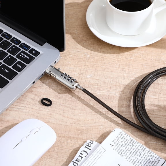 UPOUART USB Laptop Lock 4-Digit Combination Security Cable Easy Adjust Black