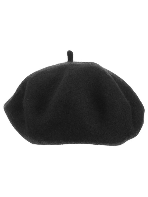 Black Womens Beret Hat in Wool with Versatile Style for Museum Visit Outfit