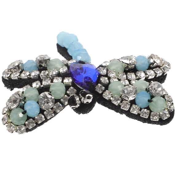 UPOUART Blue Beaded Dragonfly Patch for DIY Clothes Repair Bags Hats Decorative Applique