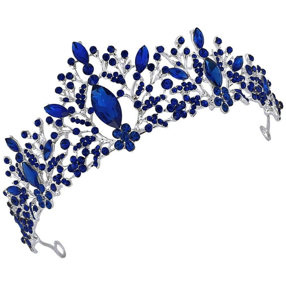 UPOUART Elegant Blue Rhinestone Vintage Bridal Headdress Wedding Hair Accessory for Parties and Photography