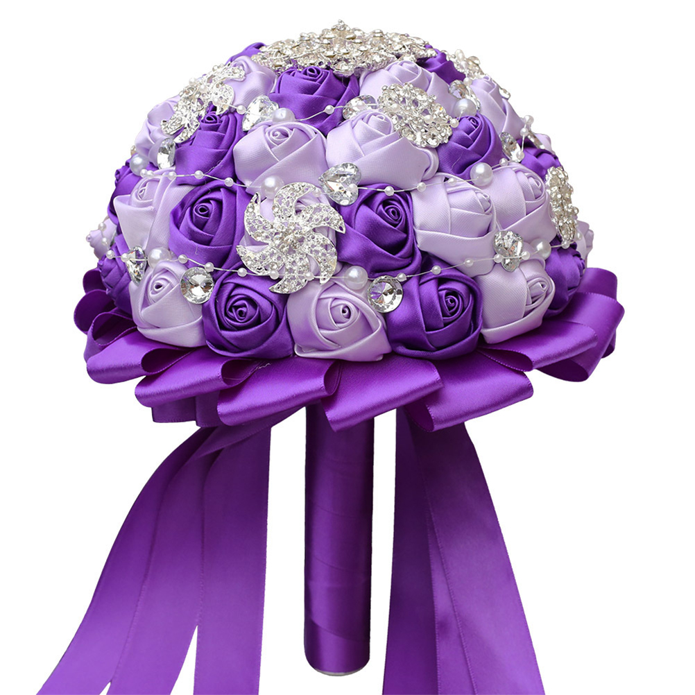 バレエ type L long ribbon / Joy flower purple UPOUART Bride Wedding Bouquet Purple Ribbon Rhinestone For
