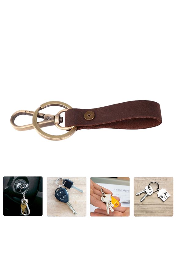 Brown Faux Key Ring Durable Keychain for Storage Use Versatile Key Holder 3.5 Inch
