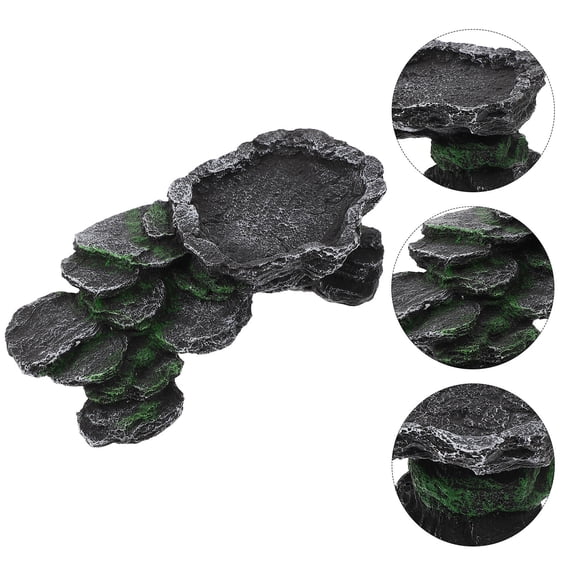 UPOUART Brown Resin Turtle Basking Platform and Reptile Hiding Cave Multi Functional Habitat Accessory