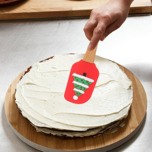 UPOUART Cake Icing Smoother Red Silicone Flat Baking Gadget for Christmas 1Pack