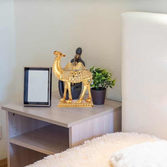 UPOUART Brass Figurines Decor Camel Statue Resin Standing Camel Home Decor 1Pack