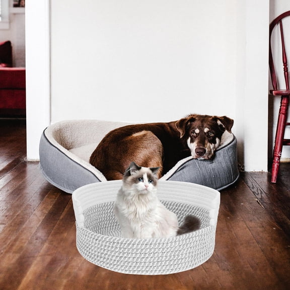 UPOUART Indoor Grey Cat Bed Cotton Rope Woven Small Cozy Nest for Cats