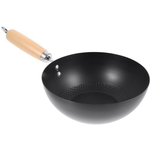 UPOUART Chinese Cookware Wrought Iron Non-stick Frying Pan for Home Use Black 1Pcs