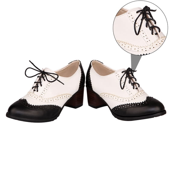 UPOUART Women's Chunky Heel Shoes, Breathable PU Upper, Non- Sole, Stylish Comfortable Heels, Size 7.5 for Daily Wear