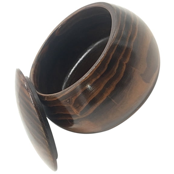 UPOUART Coffee Wood Chess Pieces Storage Bowl with Lid for Portable Go Game and Desktop Use