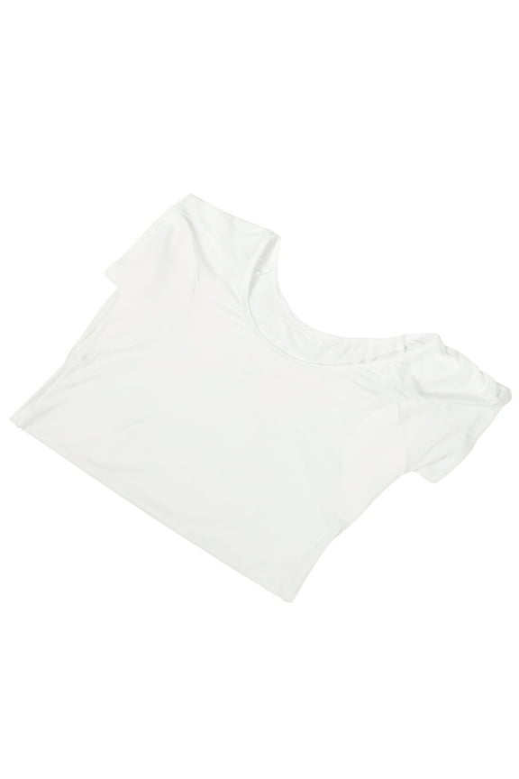Women's Comfortable White Undershirt with Sweat-Absorbing Fabric for Underarm and