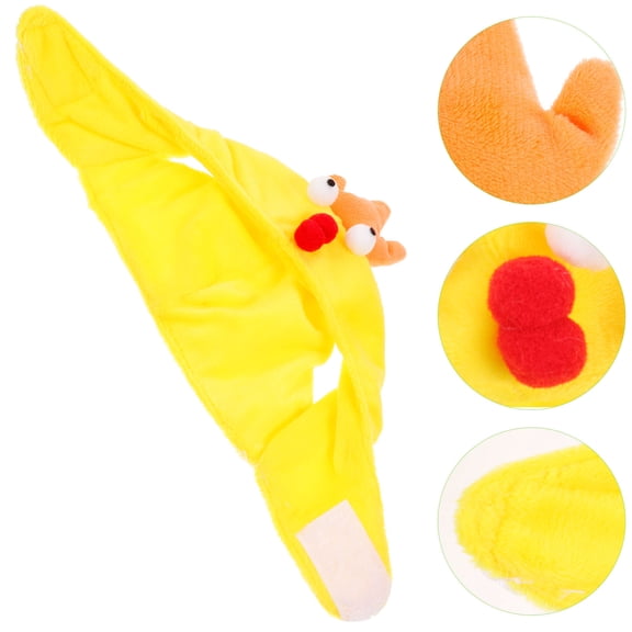 UPOUART Comfortable Yellow Pet Hat Warm Puppy Hat with Crystal Fleece for Outdoor Winter