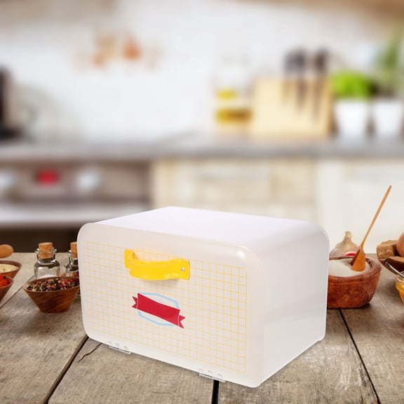 UPOUART Beige Metal Bread Box with Magnetic Clasp for Kitchen Countertop Storage Organizer