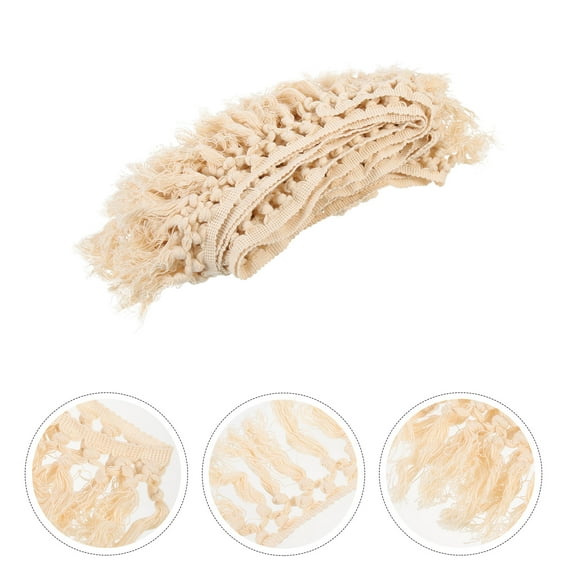 UPOUART Beige Tassel Lace Trim for Curtains, Garments, and Home Decor Accents