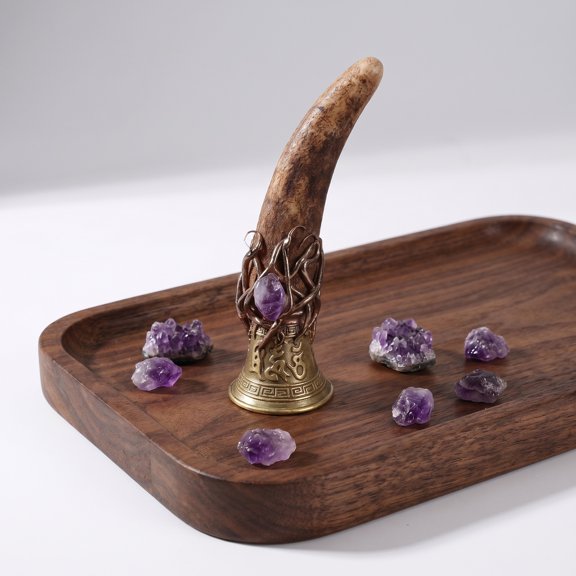 UPOUART Handheld Crystal Bell with Deer Antler Handle for Meditation, Yoga, Sound Healing, and Witchcraft Supplies