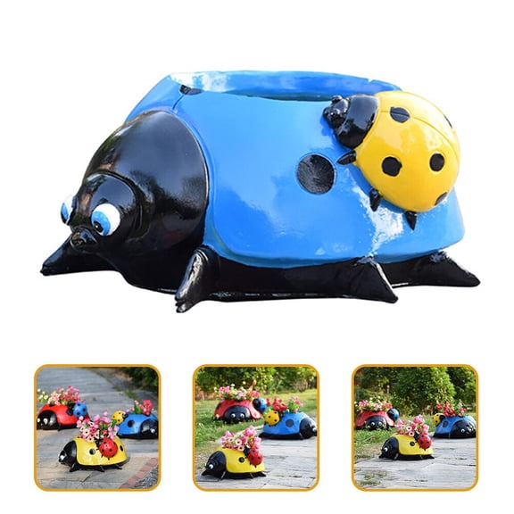 UPOUART Garden Planters Ladybug Planter Pot Blue Resin 1Pack