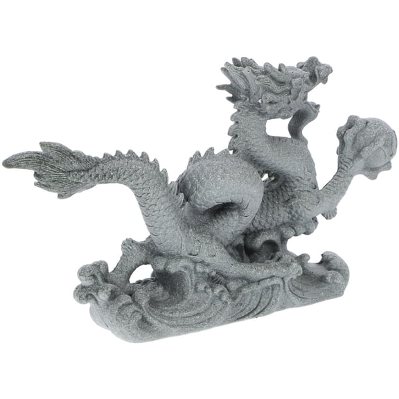 UPOUART Indoor Resin Dragon Statue in Grey Decorative Animal Figurine for Home Decor