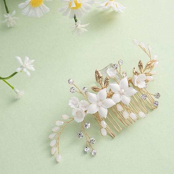 UPOUART Sturdy Metal Hair Side Comb with Crystal Flowers for Special Occasions