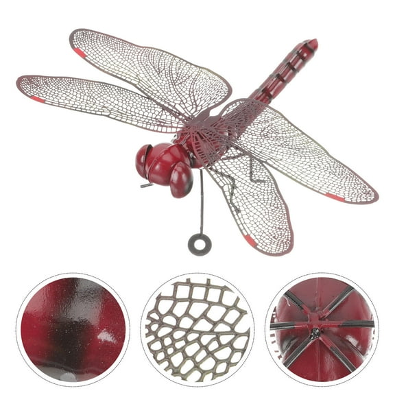 UPOUART Decorative Metal Dragonfly Wall Art in Dark Red for Patio Balcony Living Room