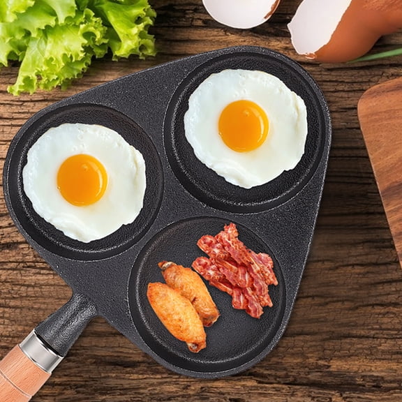 UPOUART Nonstick Cast Iron Small Frying Pan with Triangular Divider for Home Use