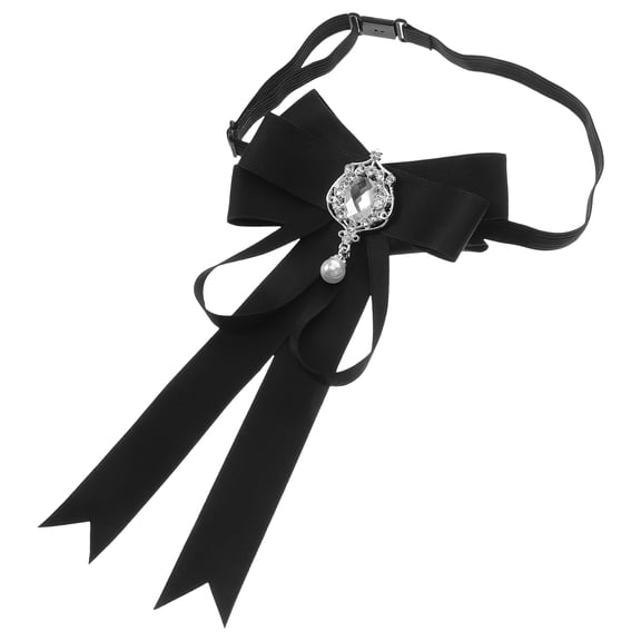 UPOUART Elegant Black Bow Tie with Rhinestone Accents for Professional and Formal Occasions