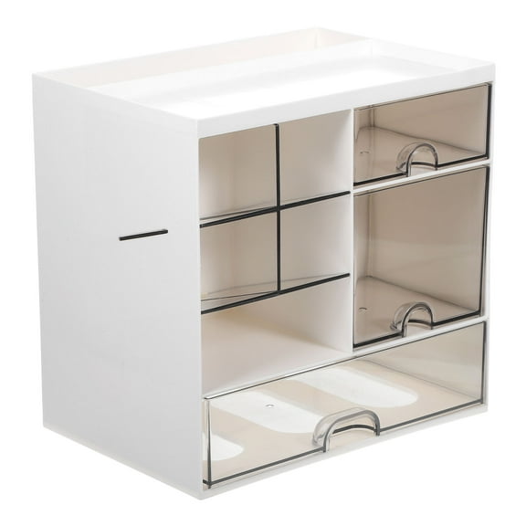 UPOUART Desk Organizer With Storage Drawers White Slanted Insert Design Space Saving 1 Set