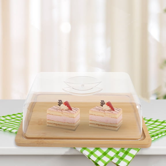 UPOUART Rectangular Cake Stand with Dome Cover, Clear Cake Plate Display for Bakery, Parties, and Home Use, 1 Set