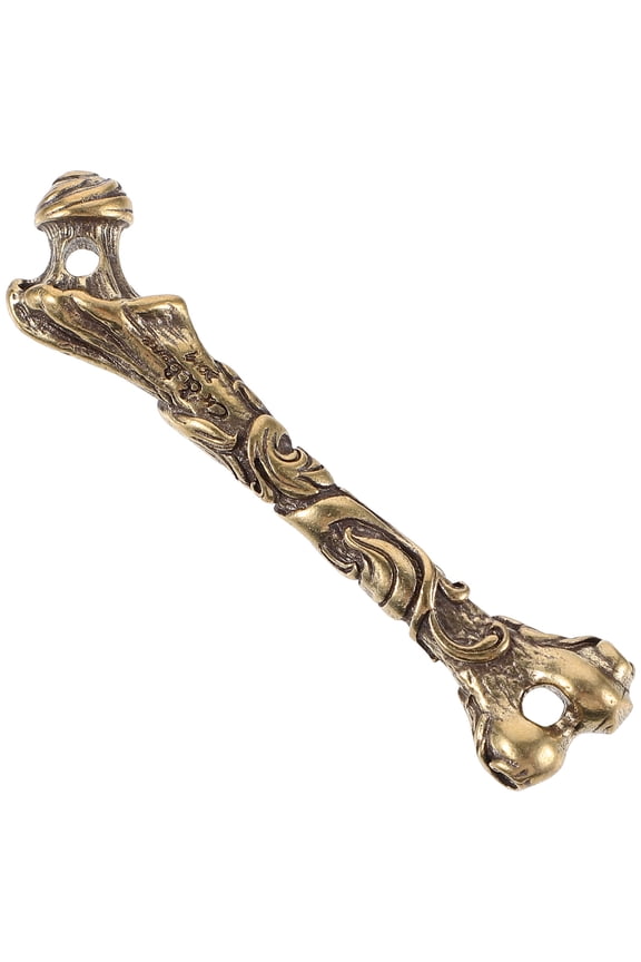 Detailed Brass Bone Pendant Keychain Charm with Golden Finish for Decorative and Collectible Use