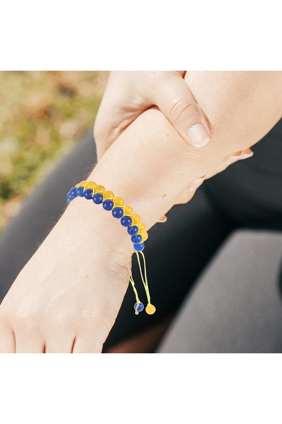 Double Layer Natural Stone Beaded Bracelet Multi Color Decorative Wristband Adjustable Unisex Accessory