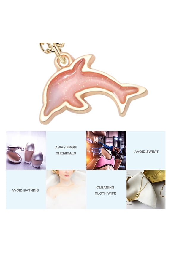 Durable Alloy Dolphin Necklace for Women in Pink with Cartoon Design and Classic Charm 0.94in