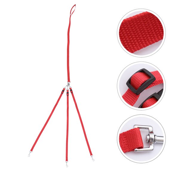 UPOUART Durable Red Nylon Dog Walking Leads Three Head Heavy Duty Comfortable for Outdoor Exercise