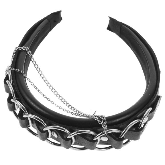 UPOUART Stylish Black Headband with Punk Lolita Chains and Decorative Cross for Trendy Fashion