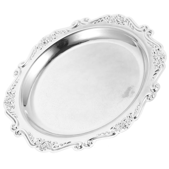 UPOUART Elegant European Style Candy Plate Silver Alloy Food Serving Tray for Home