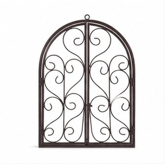 UPOUART Rustic Brown Iron Faux Window Frame Wall Decor, Arched Farmhouse for Indoor Outdoor Home and Patio Decoration