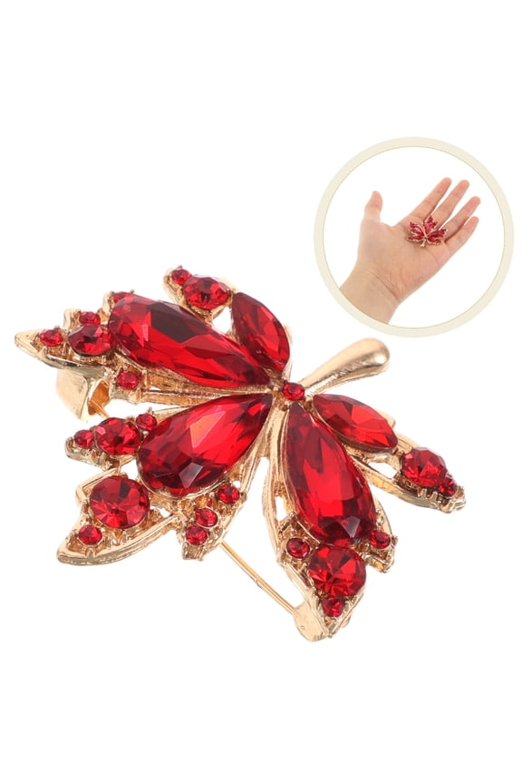 Alloy Maple Leaf Brooch Pin Red Lightweight Brooch for Shirts Sweaters and Scarves