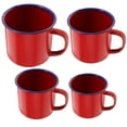 thumbnail image 1 of UPOUART 4-Piece Red Enamel Cups Set for Home Use, Tea Drinking, Coffee, and Cake Serving, 1 of 8