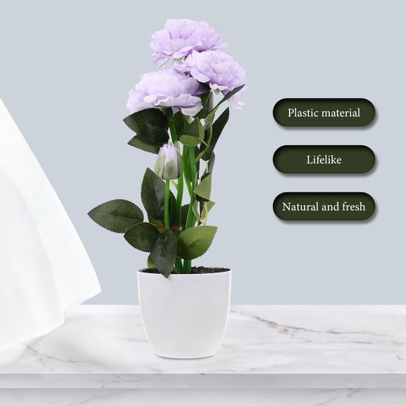 UPOUART Fake Flower Peony Potted Plant Violet Plastic Home Decor 1Pcs