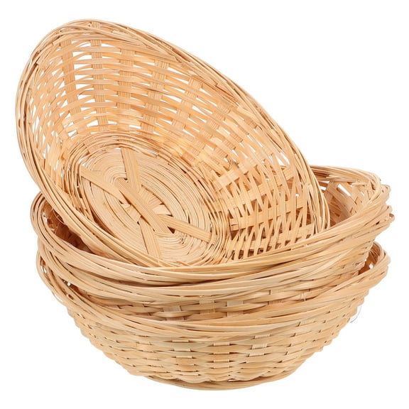 UPOUART Farmhouse Baskets for Storage Wicker Bread Basket Khaki Serving Households Daily Use 4Set