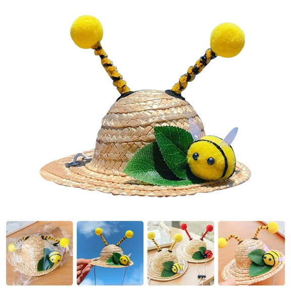 UPOUART Fashion Sombrero Pet Hat Straw Woven Cat Caps Cool Protective Kitten Headwear