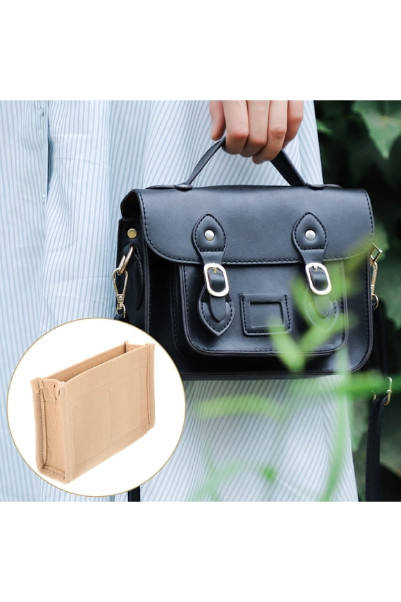 Felt Handbag Organizer Liner in Beige with Practical Compartments for Travel and Daily Use