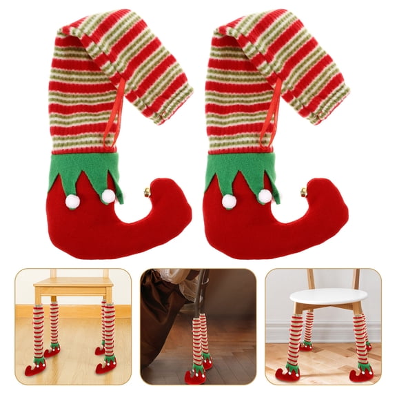 UPOUART Festive Table Socks with Adorable Design for Christmas Chair Leg Protectors Cloth Multi Color Fits Most Chairs and Tables 4pcs