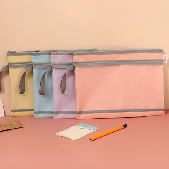 UPOUART 4-Pack Yellow Zipper Document Organizer Pouches, Oxford Cloth, Ideal for Teachers and Office Use