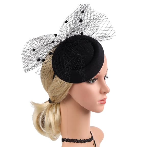 UPOUART Vintage Black Fascinator Hat Mesh Net Tea Party Decorative Accessory