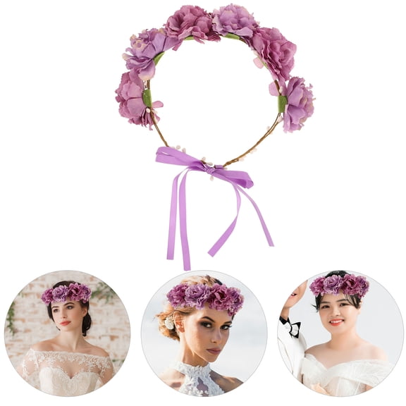 UPOUART Girls Headdress Bohemian Flower Headband For Women Beach Photoshoot 1Pack