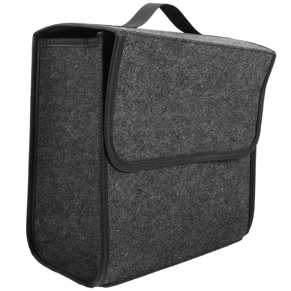 UPOUART Foldable Car Trunk Organizer in Dark Grey Felt, Multi-Compartment Storage Bin for Vehicle Organization and Easy Access