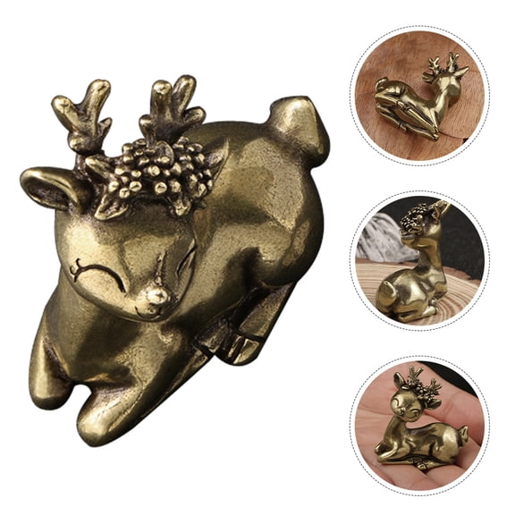 UPOUART Indoor Tabletop Deer Decor Brass Craft Figurine Golden 1Set