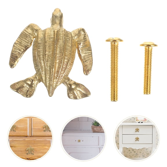 UPOUART Golden Brass Turtle Cabinet Knobs for Home Use  Unique Decorative Sea Turtle Pulls for Furniture 1.5 Inch