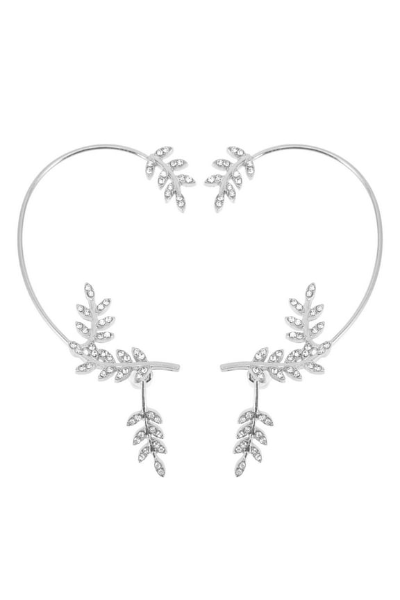 Golden Rhinestone Ear Bone Clip for Home NonPiercing Ear Jewelry with Sturdy Alloy Material 1 Pair