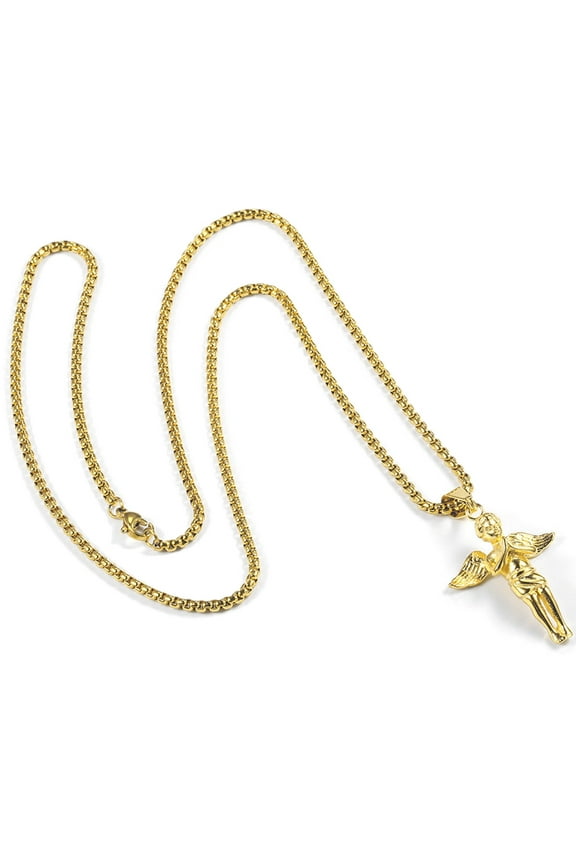 Golden Titanium Steel Clavicle Chain with Elegant Angel Pendant for Decoration