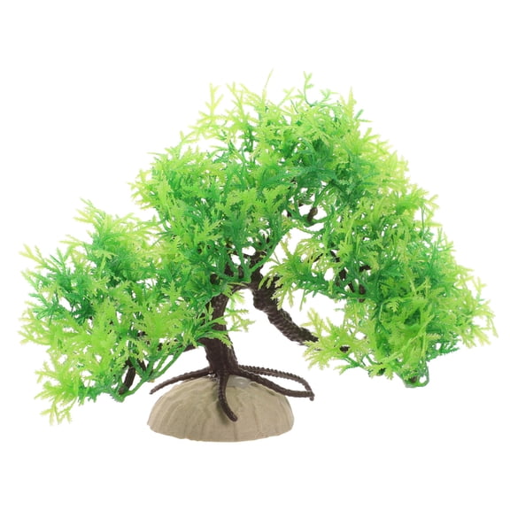 UPOUART Fish Tank Decorations Artificial Pine Tree Ornament for Fish Tank Green 1Pack 6.7*4.7*2in